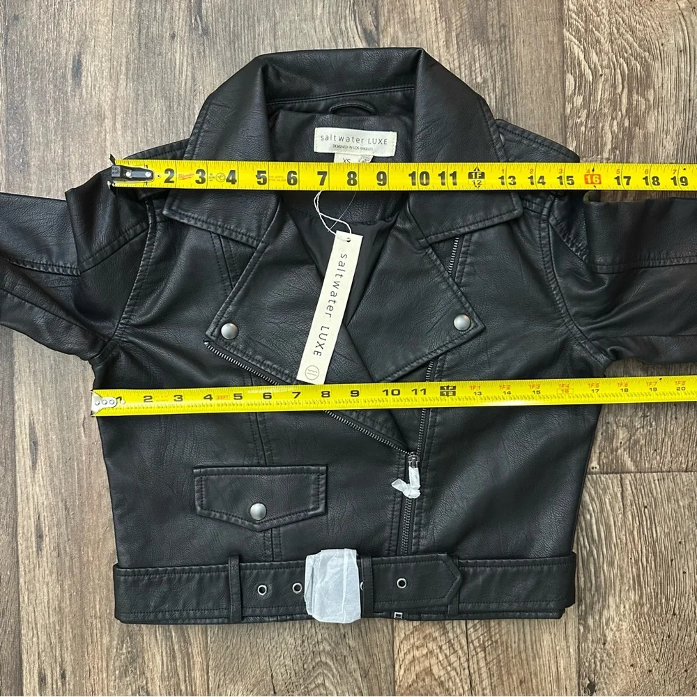 SALTWATER LUXE Isola Faux leather Moto Jacket Women's Black - Picture 7 of 8